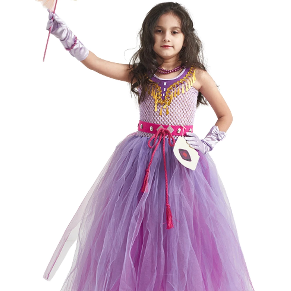 Dahlia Asha Cosplay Costume para crianças, Roupas de princesa dos desenhos animados para crianças, Vestidos extravagantes, Roupas de festa fantasia para meninas, Interpretação de papéis