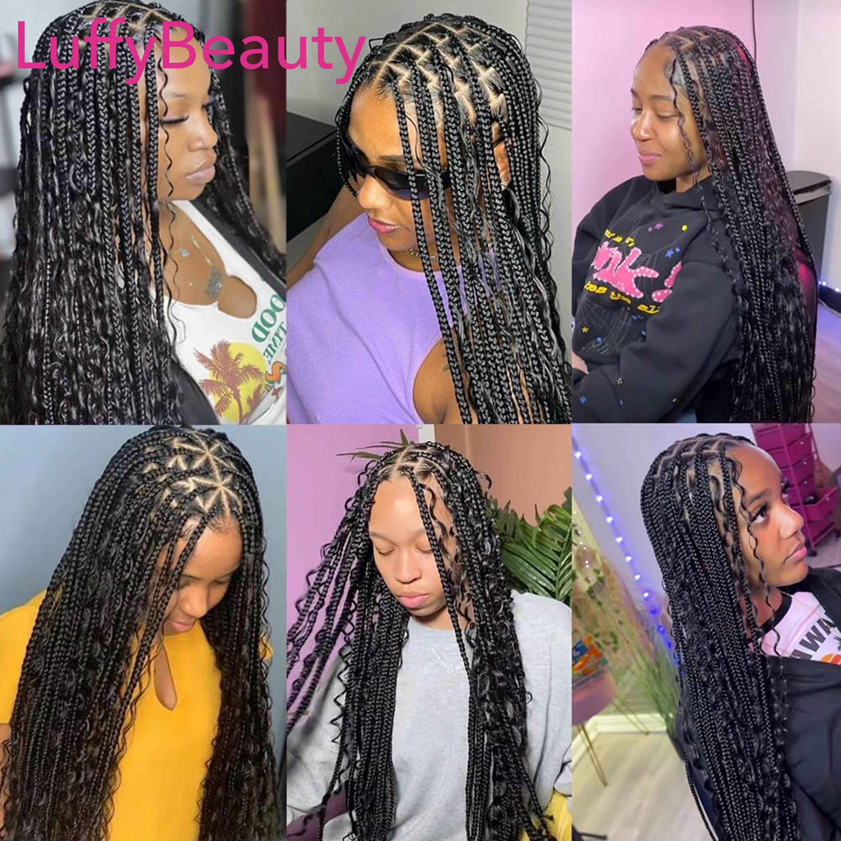 14-30Inches Human Hair Crochet Boho Box Braids With Human Hair Curls Full Ends Braiding Hair Extensions For Women