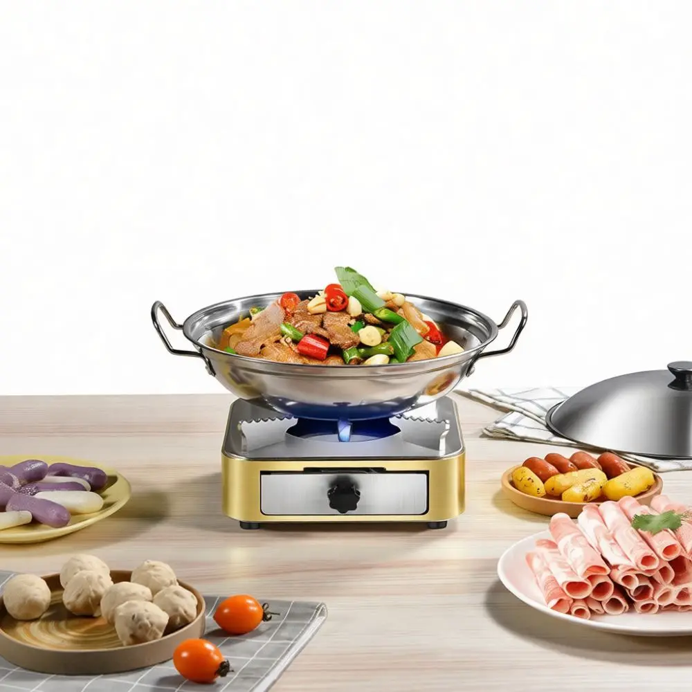 Stainless Steel Furnace Dry Pot Base Drawer Design Efficient Heating Stove For Home Kitchen Restaurant Party Supply