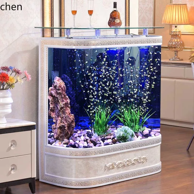 

LXC Fish Tank Living Room Creative Medium-Large Modern Simple Floor-Standing Back Bottom Filter No Need to Change Aquarium