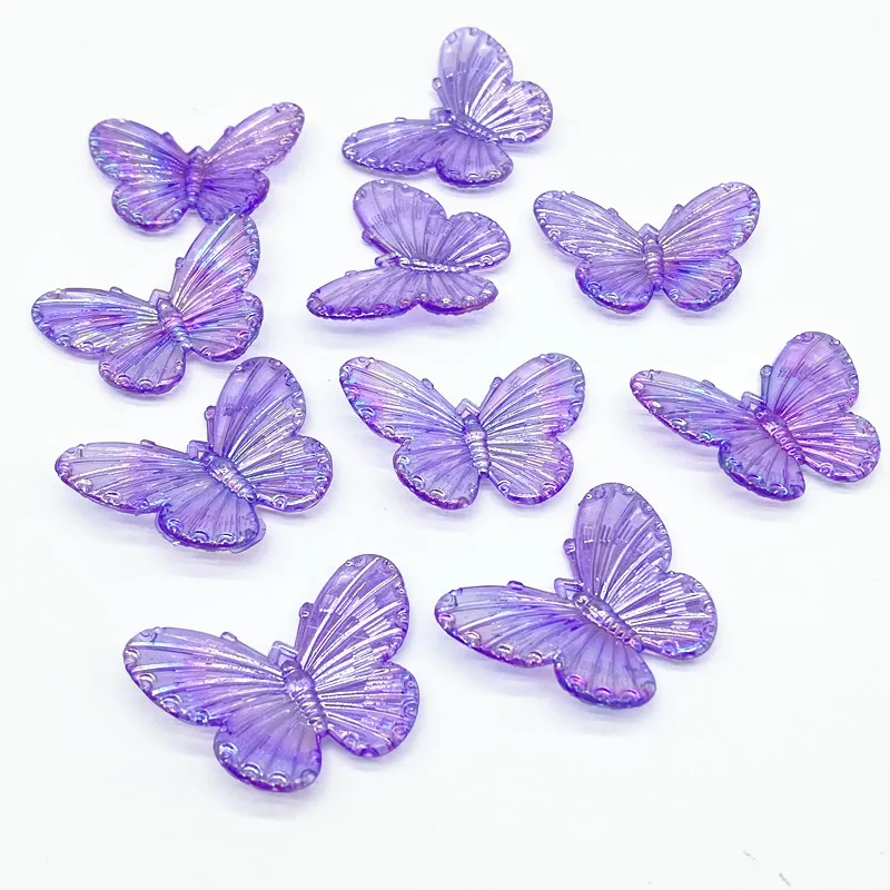 10 pcs/lot Butterfly Shape Beads Multi Gradient Color Acrylic  For Jewelry Making Handmade DIY Accessories