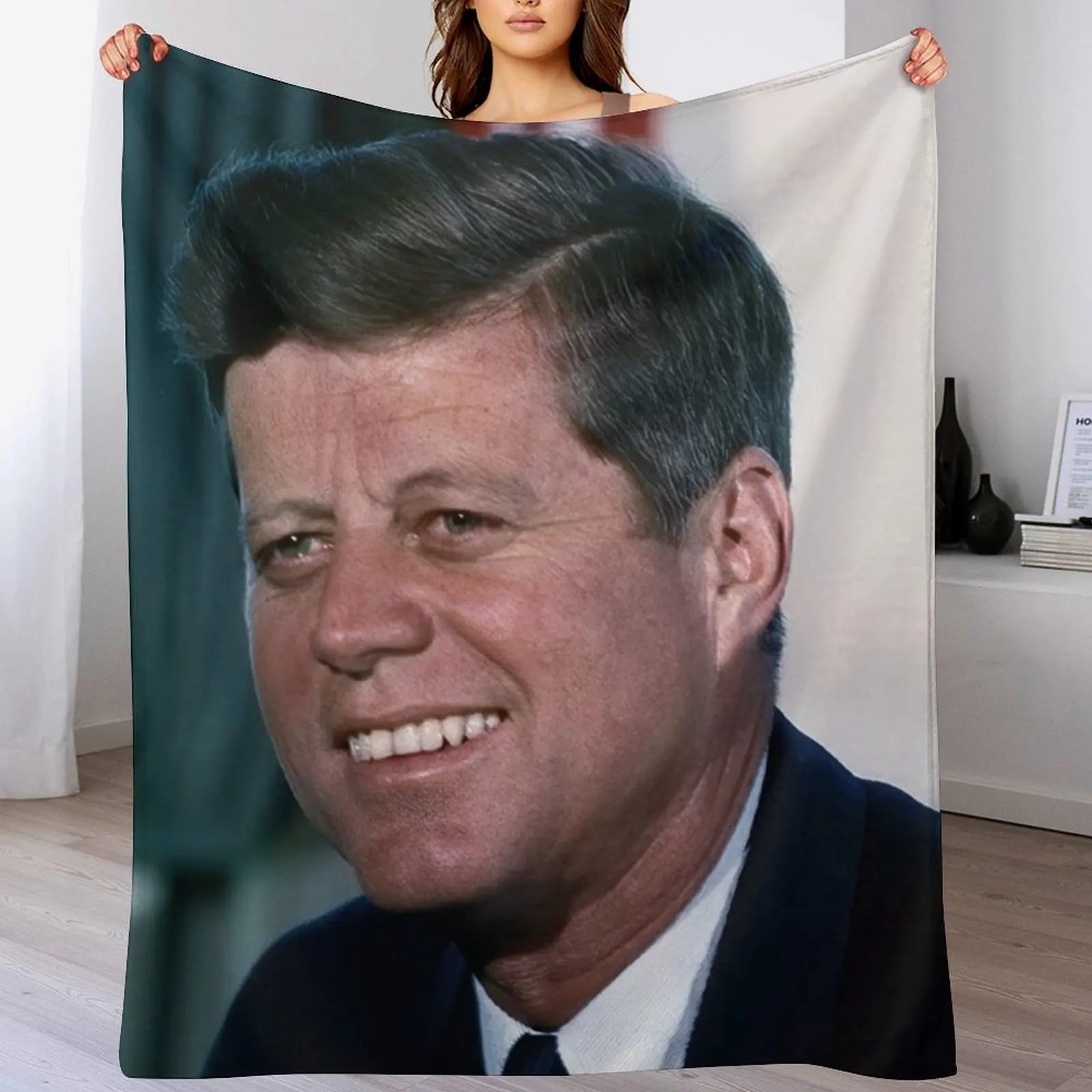 جون كينيدي JFK بورتريه رمي بطانية فاخرة لطيف منقوشة فاخرة رمي الفانيلا البطانيات