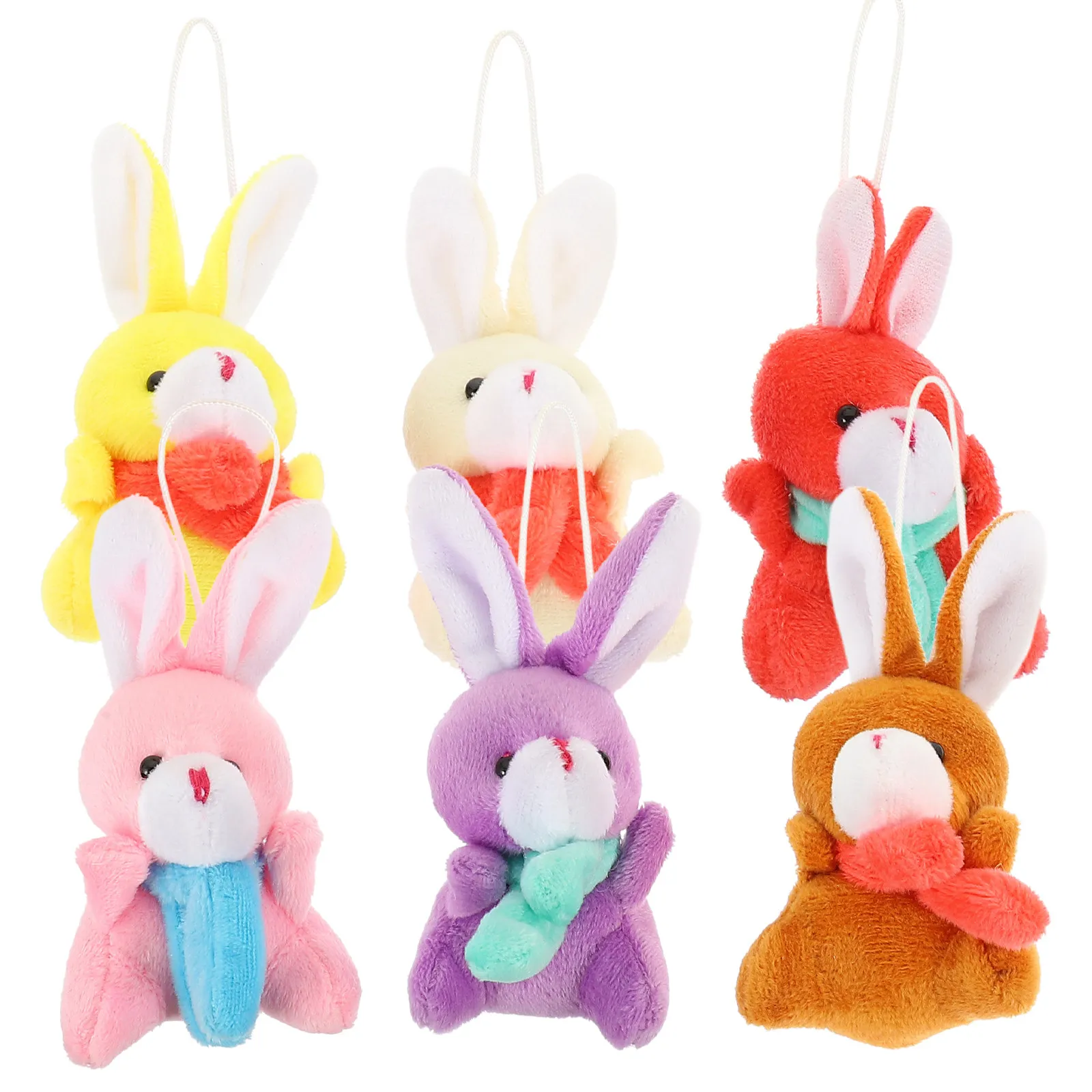 

6Pcs Cute Rabbit Key Chain Pendant Fashionable Easter Bunny Hanging Decor Soft Touch Stuffed Bunny for Purse Bag Backpack Key