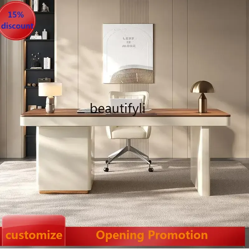 ss8350 Italian minimalist solid wood desk Modern minimalist home study desk Light luxury long desk
