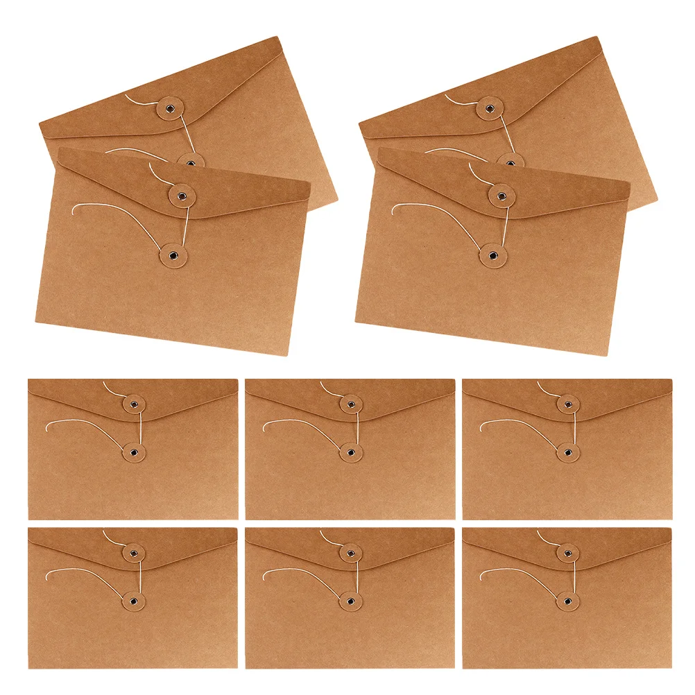 

10Pcs Kraft Paper File Pouch Document Bag for Office School Travel Home Use Envelope Storage Brown Cardboard Folder