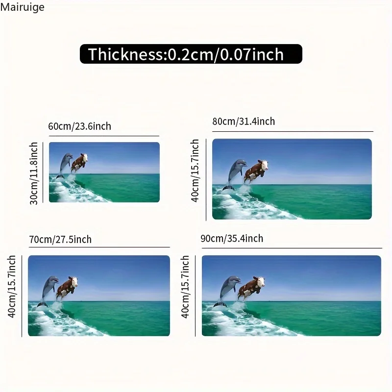 Interesting Cows And Dolphins Design Mouse Pad Large Computer Office Mat Rubber Anti-slip Gaming Keyboard Mousepad Long Desk Mat