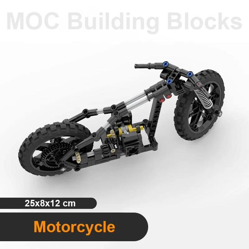 Motorcycle Building Blocks Loose Parts Gear Linkage Two-cylinder Engine MOC Assembly Bricks Model Kid Creative DIY Modification