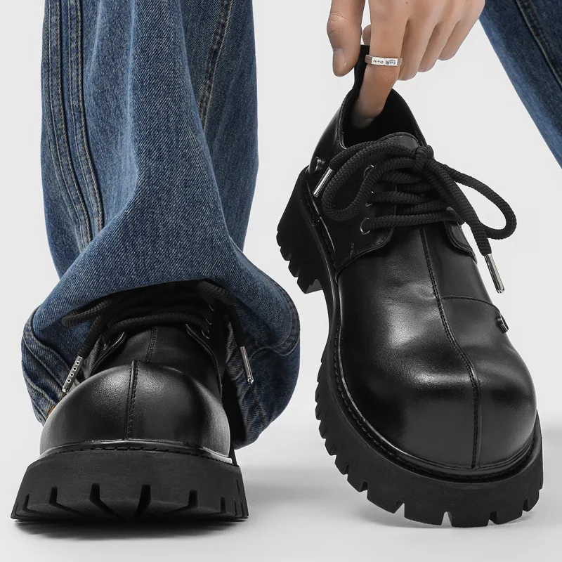 

High Quality Men's Shoes British Style Retro Derby Shoe Fashion Platform Casual Leather Shoes for Men Luxury Designer Mens Shoes