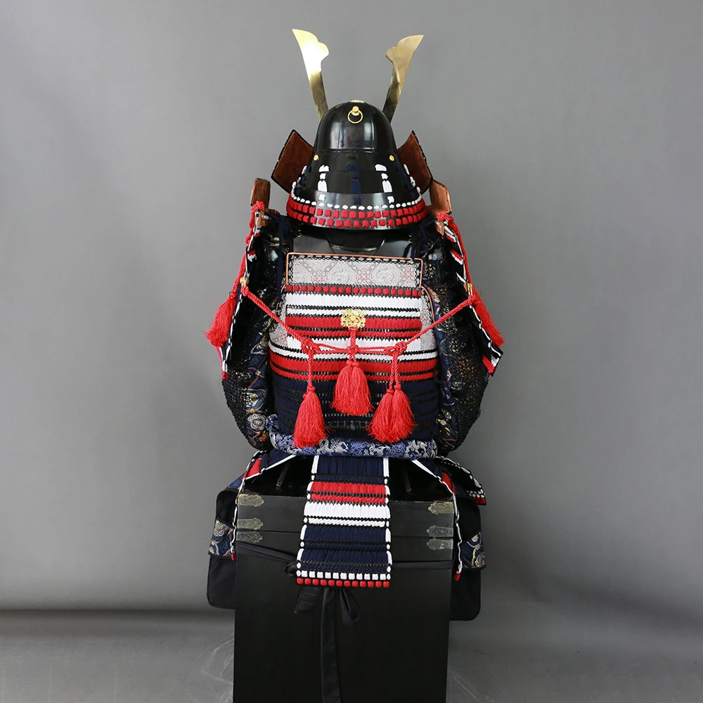 Home Decoration Armor Exhibition Red & Blue Contrast Japanese Samurai Armor Custom Collection Cosplay