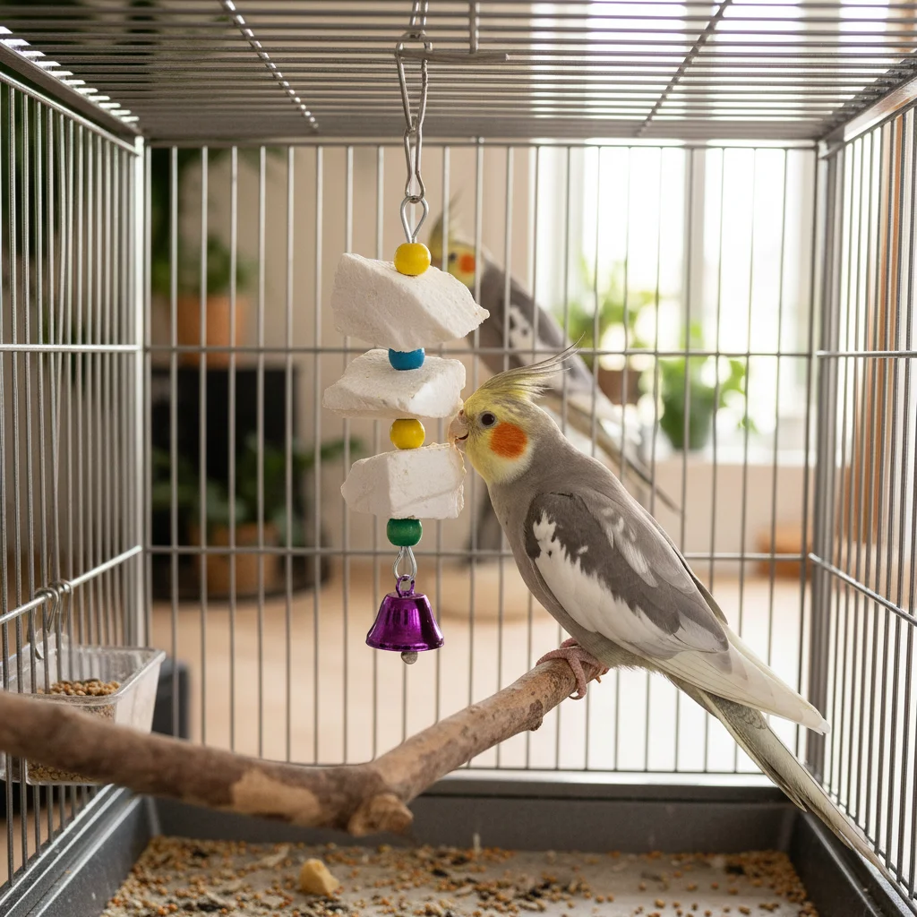 Bird Chew Toy Natural Volcanic Rock Beak Grinding Tool for Cockatiels Budgies Lovebirds Parrots Safe Pet Cage Accessory