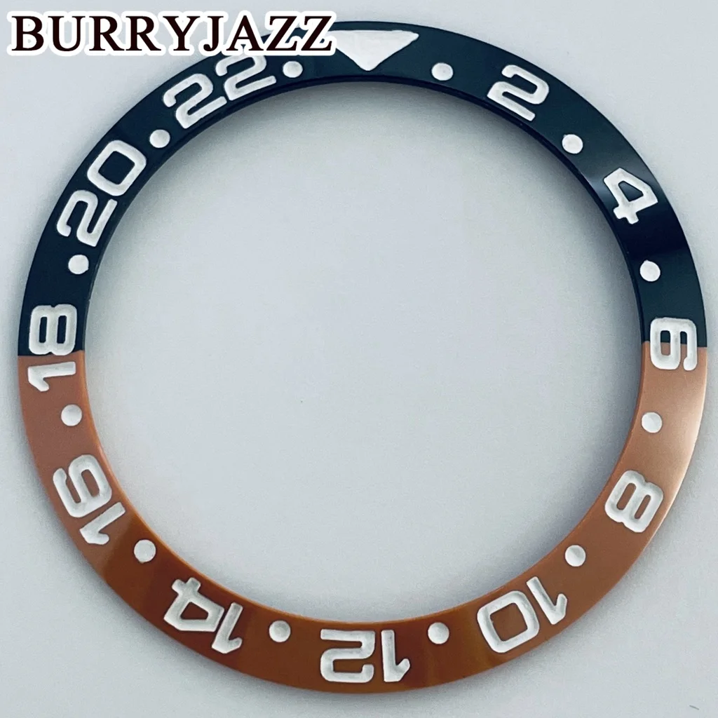 BURRYJAZZ 38mm Ceramic Ring GMT Diver\'s Style Watch Bezel Insert For 40mm Watch Cases Replace Accessory Diving Bezel Ring