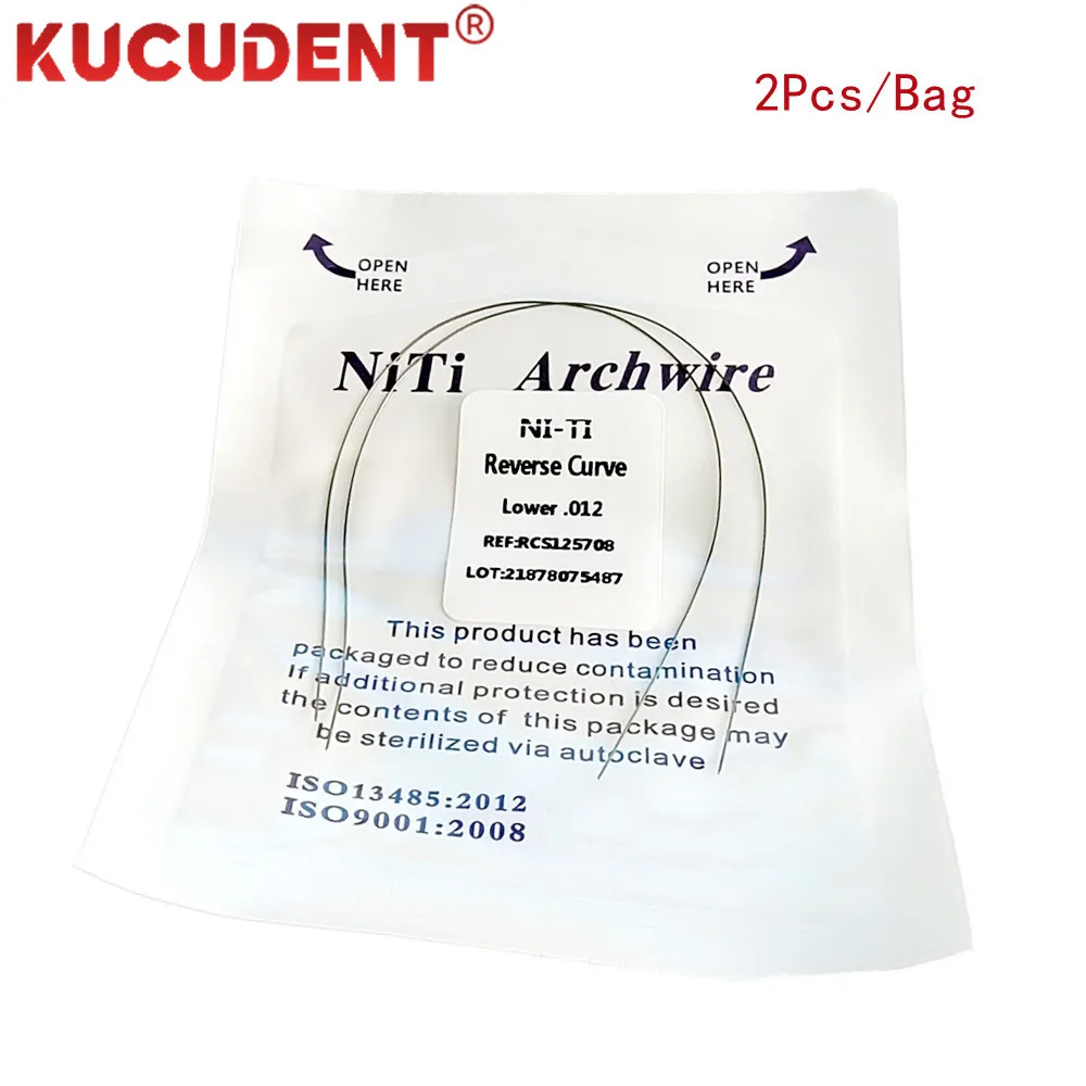 2Pcs/Pack Dental Orthodontic NITI Arch Wires Reverse Curve Archwire Super Elastic Round Rectangular Upper/Lower Dentist Material