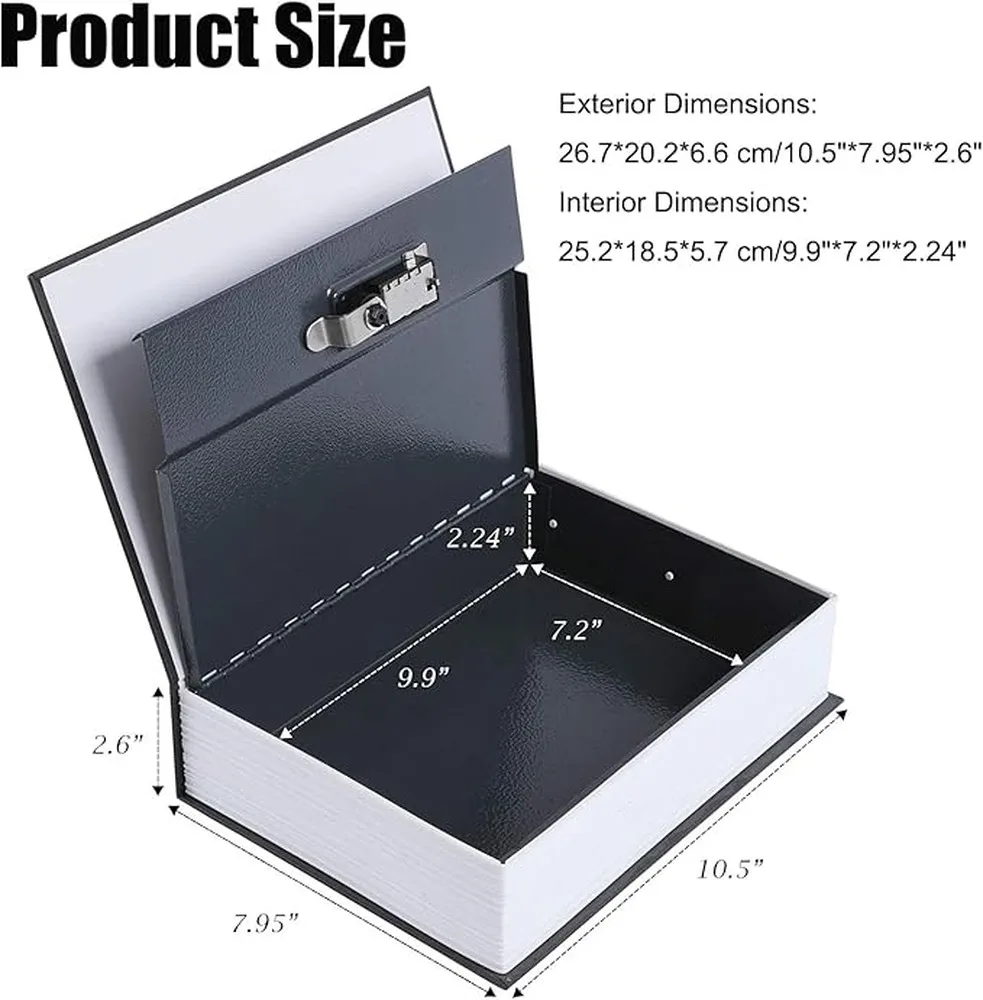 Book Safe Lock Box Mini Safe Book Shaped Security Lock Box Excellent Storage Option For Valuables