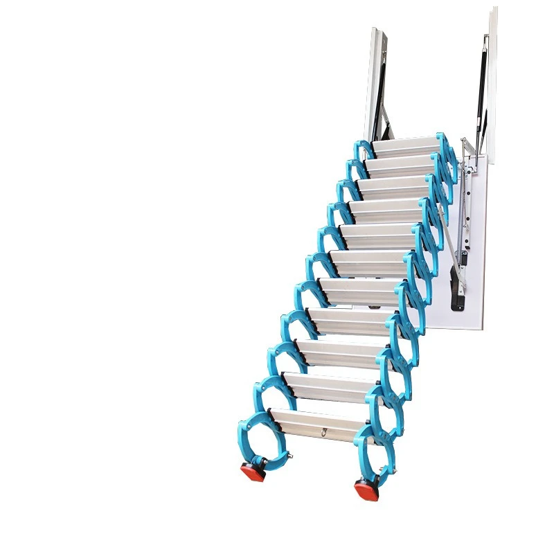 Telescopic stairs, side-mounted duplex telescopic invisible stairs, lifting household indoor folding stairs