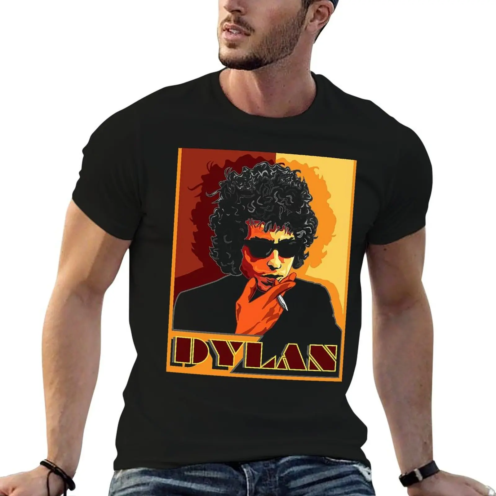 Official Merchandise of Bob Dylan T-Shirt Minimalist Plain Crew Neck T-Shirt