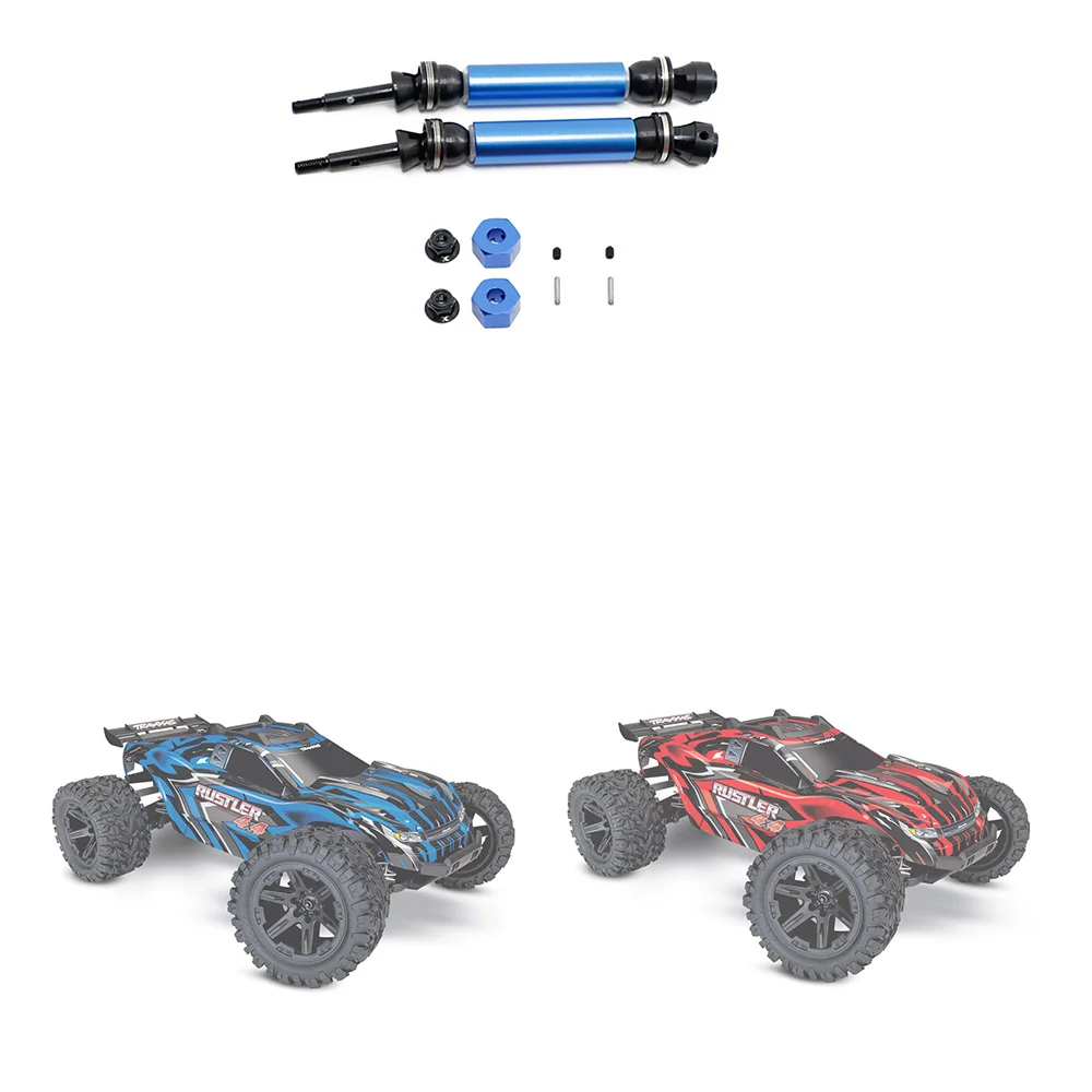 Eje de transmisión trasero de Metal CVD, 2 piezas, para 1/10 Traxxas Slash Rustler Stampede Hoss VXL 4X4 2WD RC Car Upgrade Parts, azul