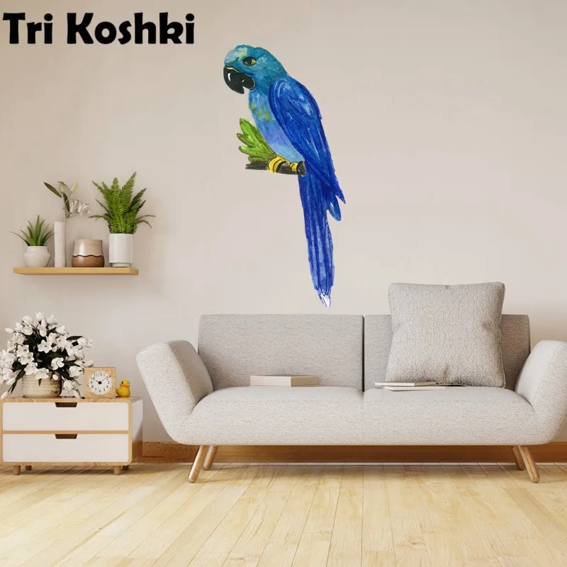 Tri koshki RC027 Animal Bird Colorful Parrot Family Wall Sticker Waterproof PVC Decoration Door Living Room Kids Room