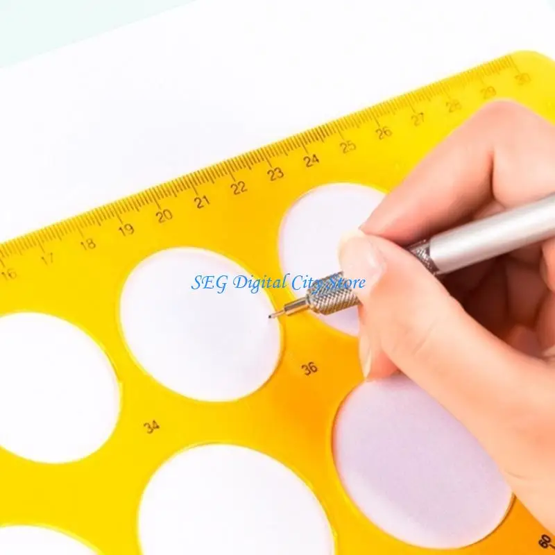 U75B Circle Drawing Stencils Clear Measuring Ruler for Engineering Drawing Building