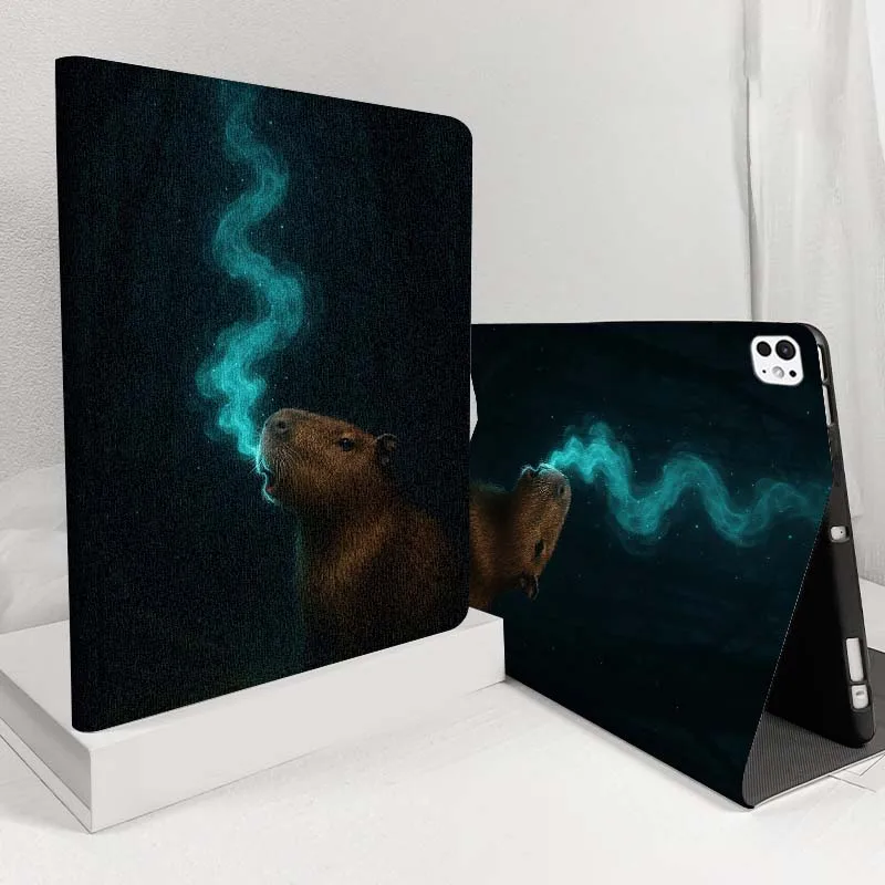 

Capybara forest glowing fireflies For iPad Pro Air 5 4 3 13 11 8 7 6 5 10th 7th 6th 10.5 12.9 10.9 Tablet Case