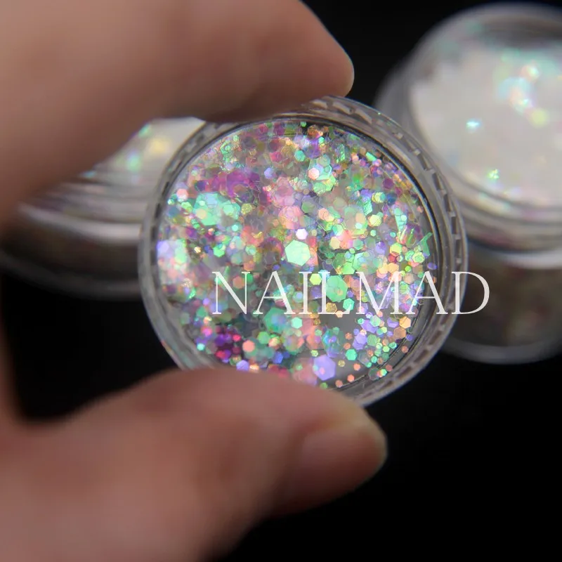 1 scatola esagonale Glitter per unghie dimensioni della miscela scintille colorate paillettes per Nail Art Glitter per Manicure trucco Body Art decorazioni fai da te
