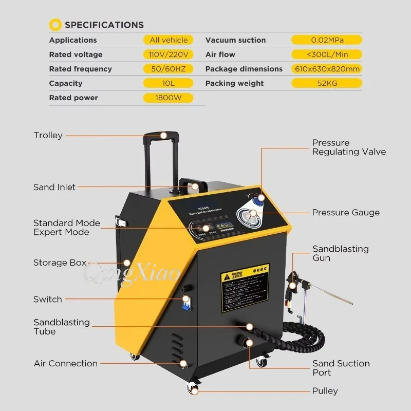 HTS678 Automotive Walnut Sand Blaster Intake System Decarbonizer Engine Throttle Body & Cylinder Carbon Cleaning Equipment