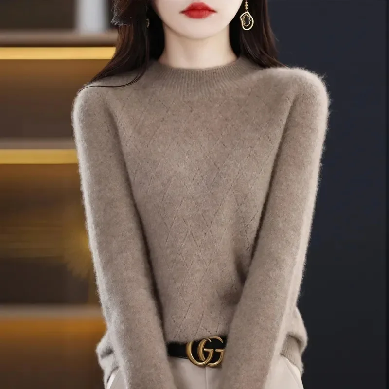 Suéter de cuello alto para mujer, Jersey de punto de manga larga, suave y cálido, elegante, a la moda, Otoño e Invierno