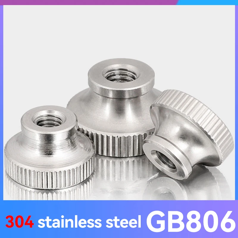 304 Stainless Steel Hand Twisted Nut High Head Knurled Nut M3M4M5M6M8M10 M12 Through Hole Blind Hole Advertising Decorative Nail