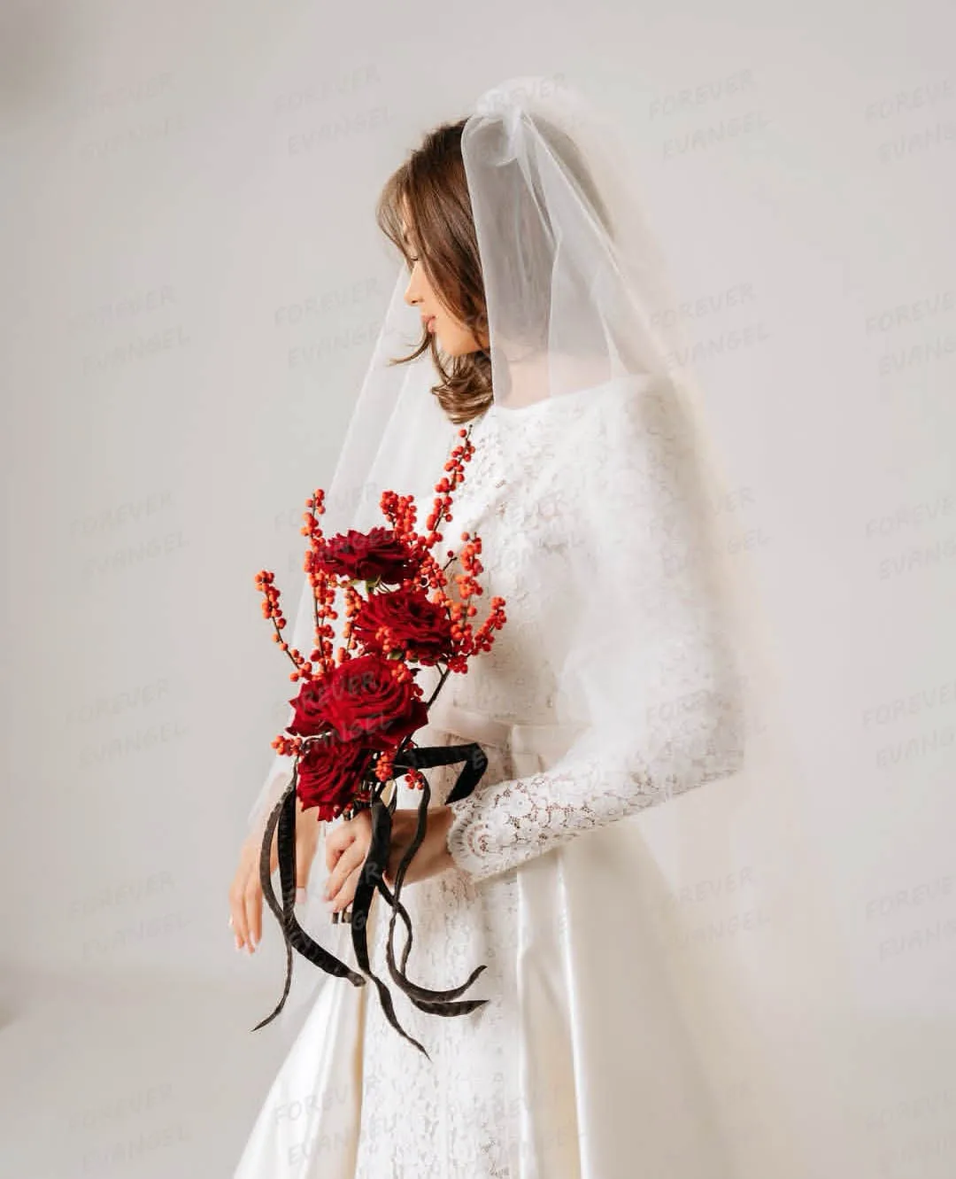 Simple Lace Appliques Wedding Dresses Woman's Mermaid Sweep Train Bride Gowns Formal Long Sleeve Customized Vestidos De Novia