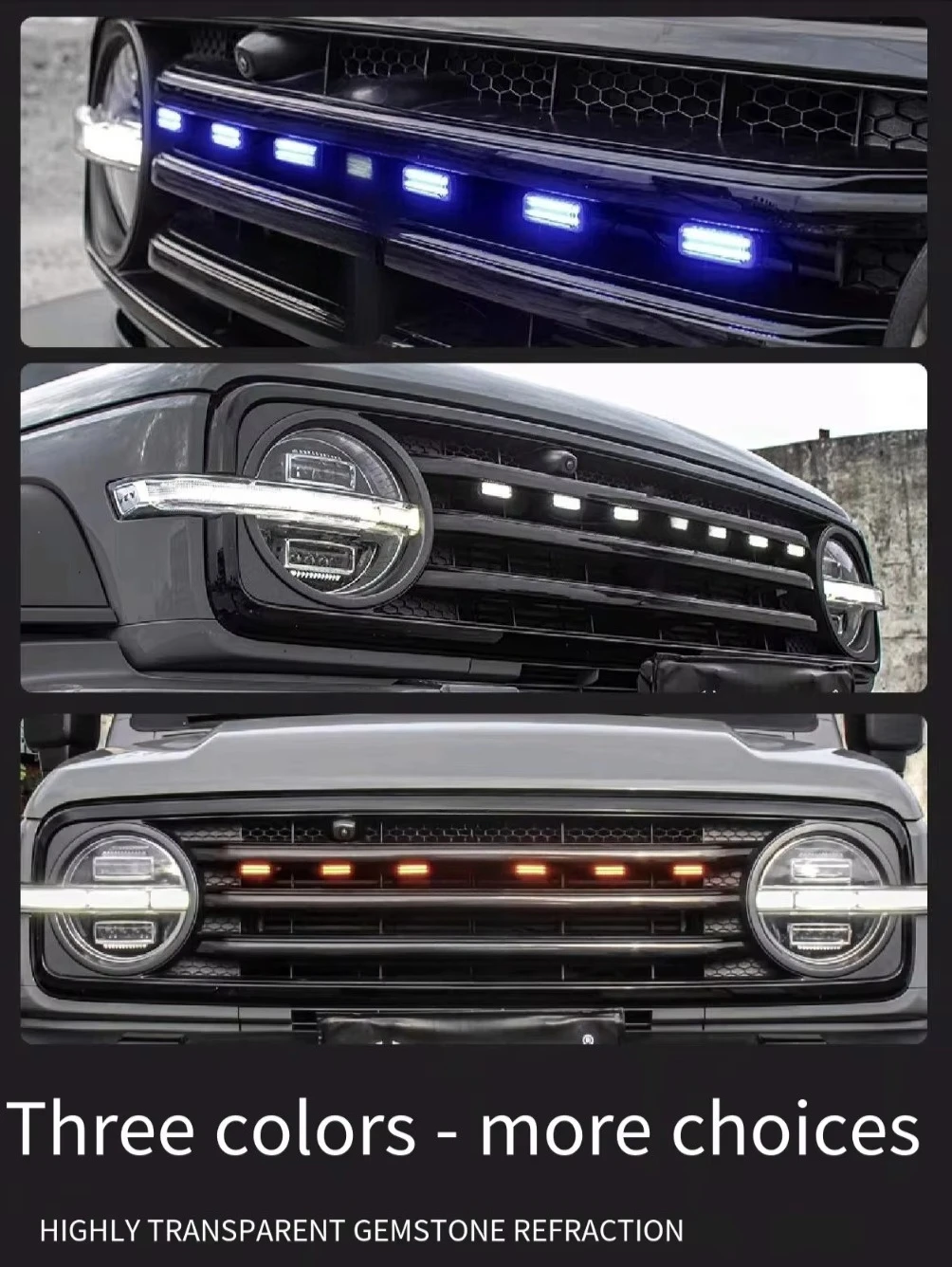 High-Brightness LED Grille Running Lights For Tank 300 Non-Destructive Installation IP68 Waterproof New Condition