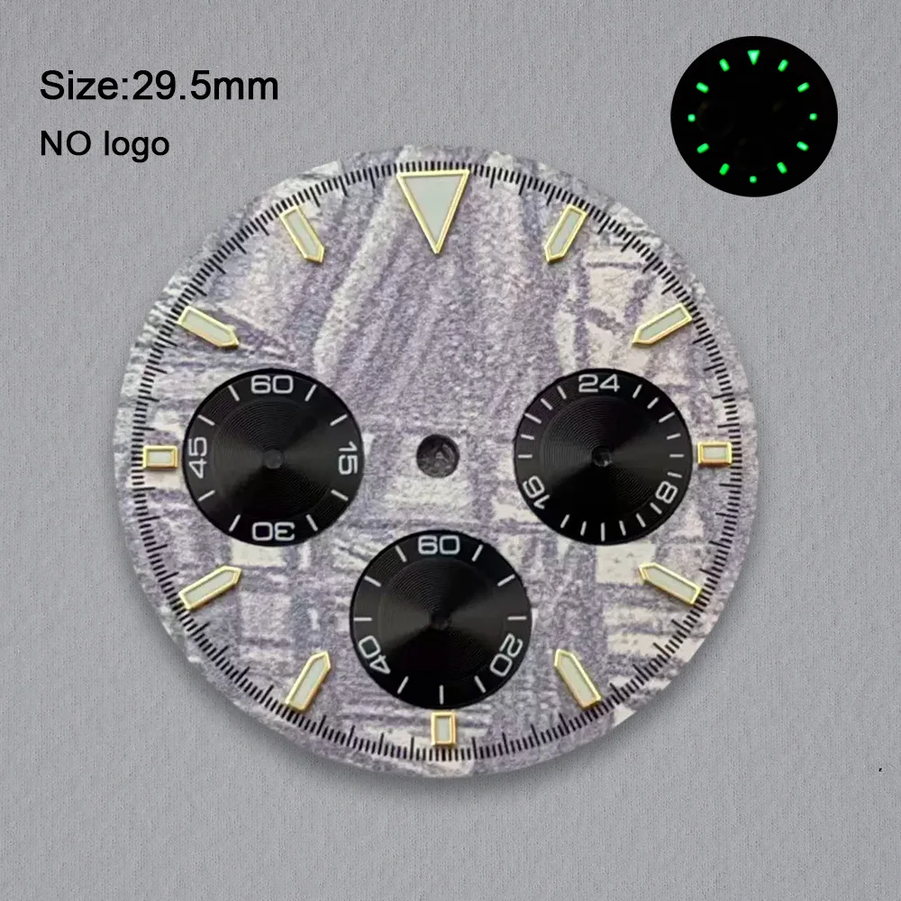 No Logo Blank Dial 29.5mm Dial For VK63 Movement Green Luminous Custom Logo Watch Dials Hands Case Accessories Repair Tools