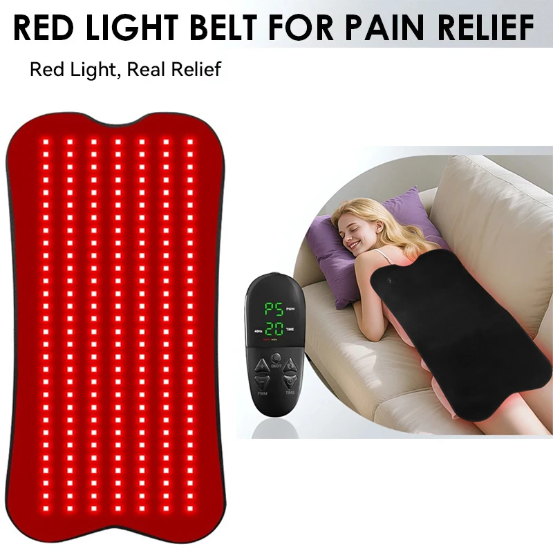 Ceinture de thérapie à la lumière rouge à 210 LED, pour soulager la douleur, coussin de lumière infrarouge rouge 850nm pour la taille, le dos, l'abdomen, les genoux et les poignets des articulations musculaires 1