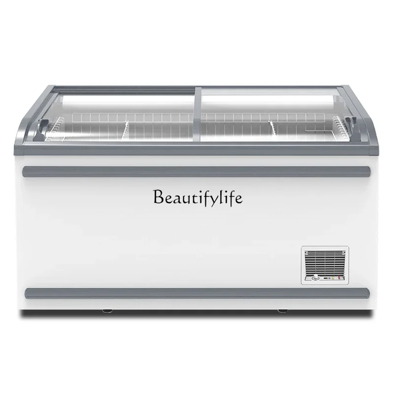 05-Supermarket display cabinet Commercial frozen horizontal large-capacity seafood refrigerated and frozen freezer