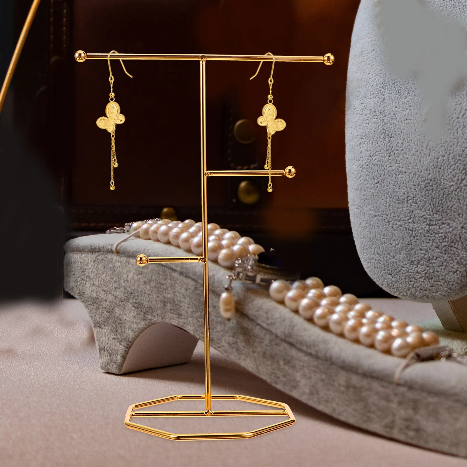 

Jewelry Rack Organizer Wrought Jewelry Holder Organizer Stand Iron Display Stand Bracelet Holder Earring Rack Storage Solution