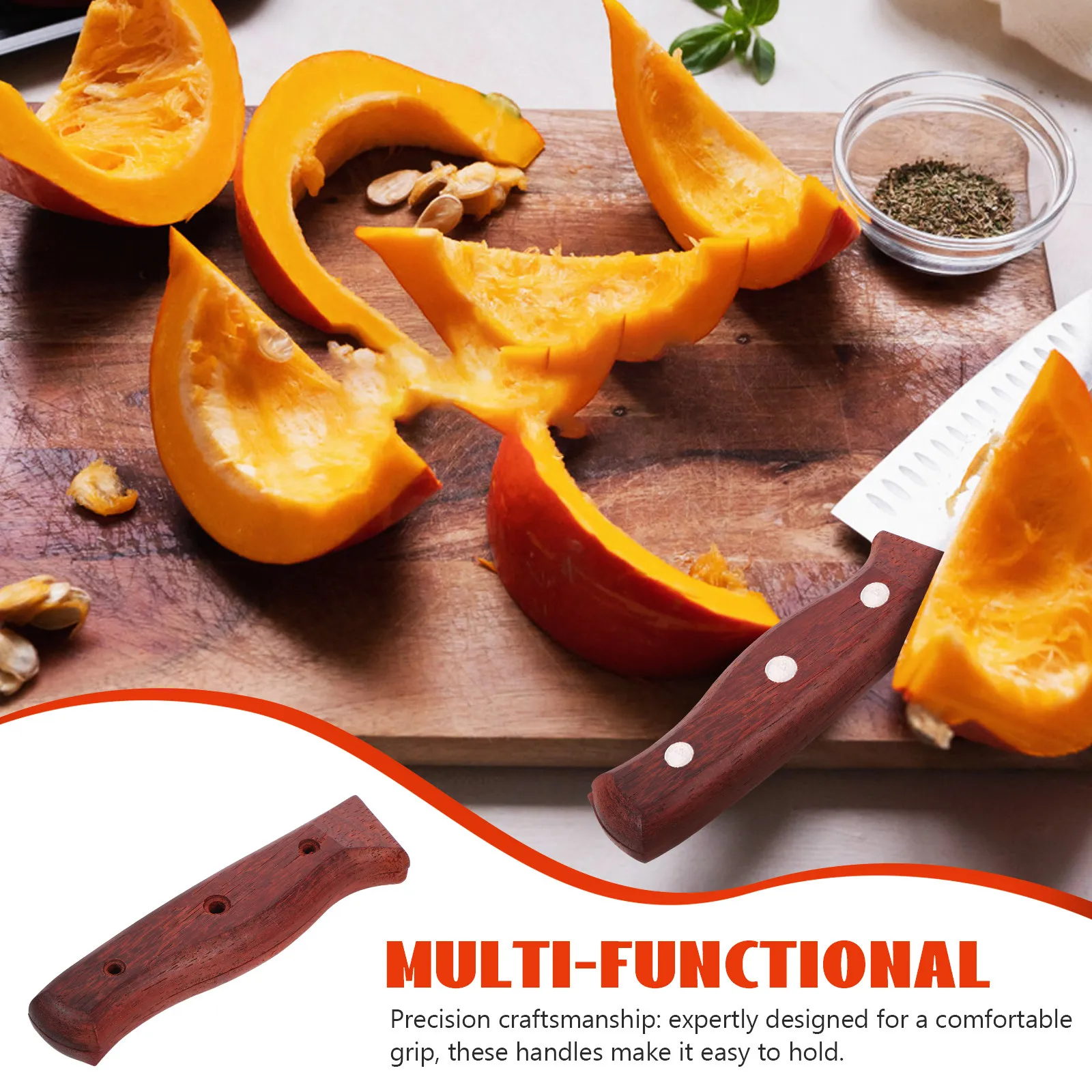 Knife Handle Replacement Scales Wood for Kitchen Sashimi Cutters Non-Skid Wooden Sturdy Comfortable Hold Easy view 4