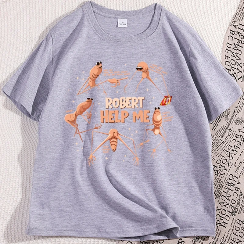 ماركوس الدودة مضحك ميمي روبرت مساعدتي تي شيرت مضحك رجل امرأة القطن الجرافيك تيز عالية الجودة قصيرة الأكمام جولة الرقبة المحملة #2