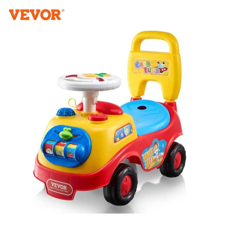 VEVOR Voiture à pousser pour tout-petits 1-3 ans porteur auto pour enfants avec volant musical et klaxon, jouet à monter assis pour tenir debout, rangement sous siège pour garçons, filles, multicolore