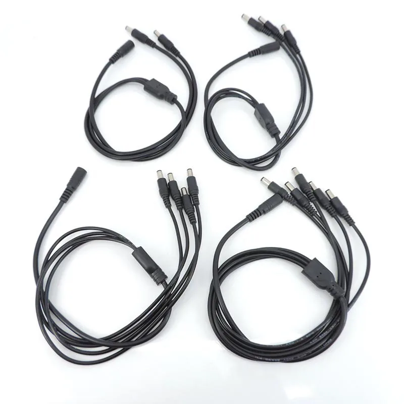 0.7M Long 12V 24v DC 1 Female to 2 3 4 5 way Male connector Cable Power Supply extend Splitter Plug 18awg 7A for strip 5.5x2.1mm