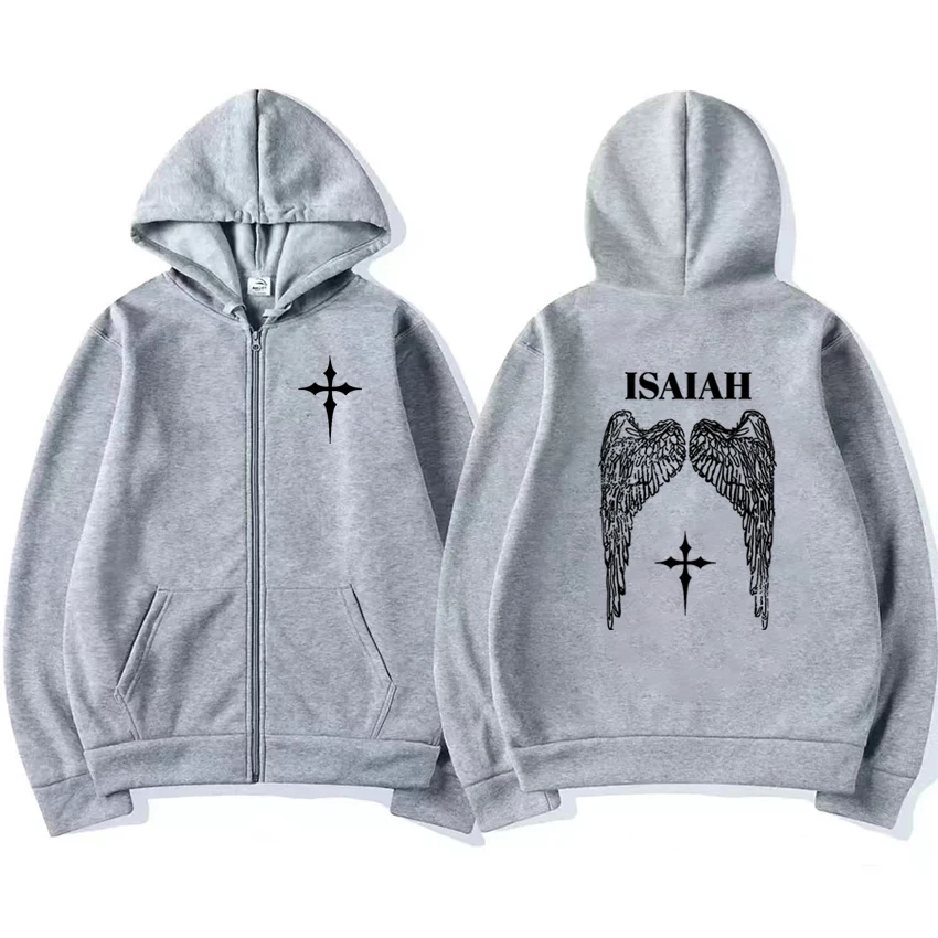 Christian Jesus Wing Bible Verse Zipper Hoodies Men Women Jacket Long sleeve Fleece Coat Unisex Autumn Winter Casual Sweatshirt