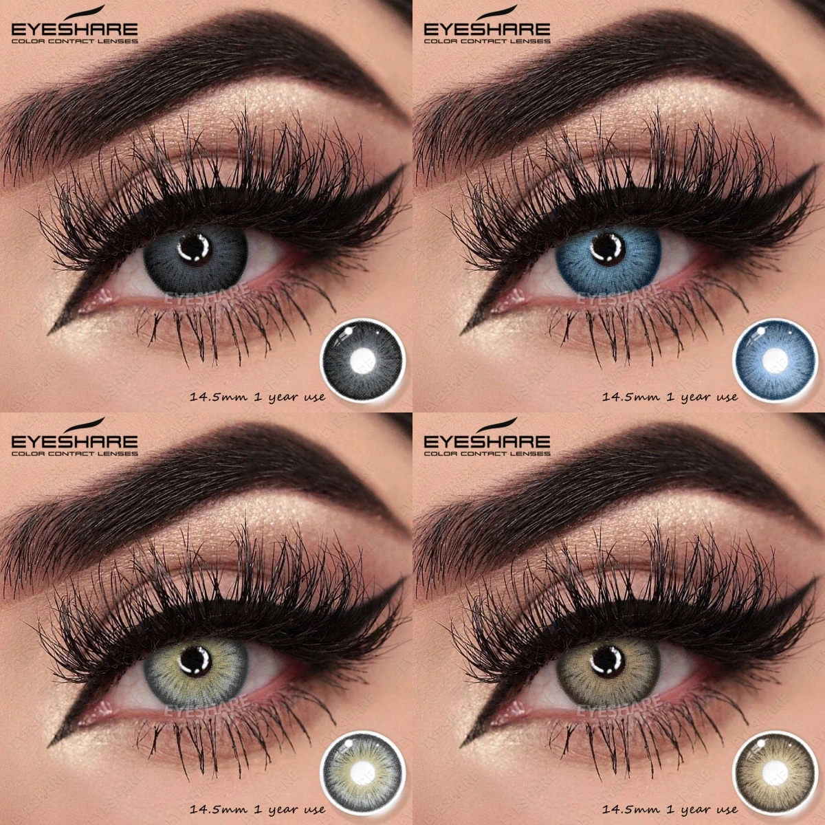 EYESHARE Neue farbige Kontaktlinsen für Augen, blaues Augenkontakt, braun, hochwertiger kosmetischer Kontakt, jährliche graue Pupillen-Augenlinsen