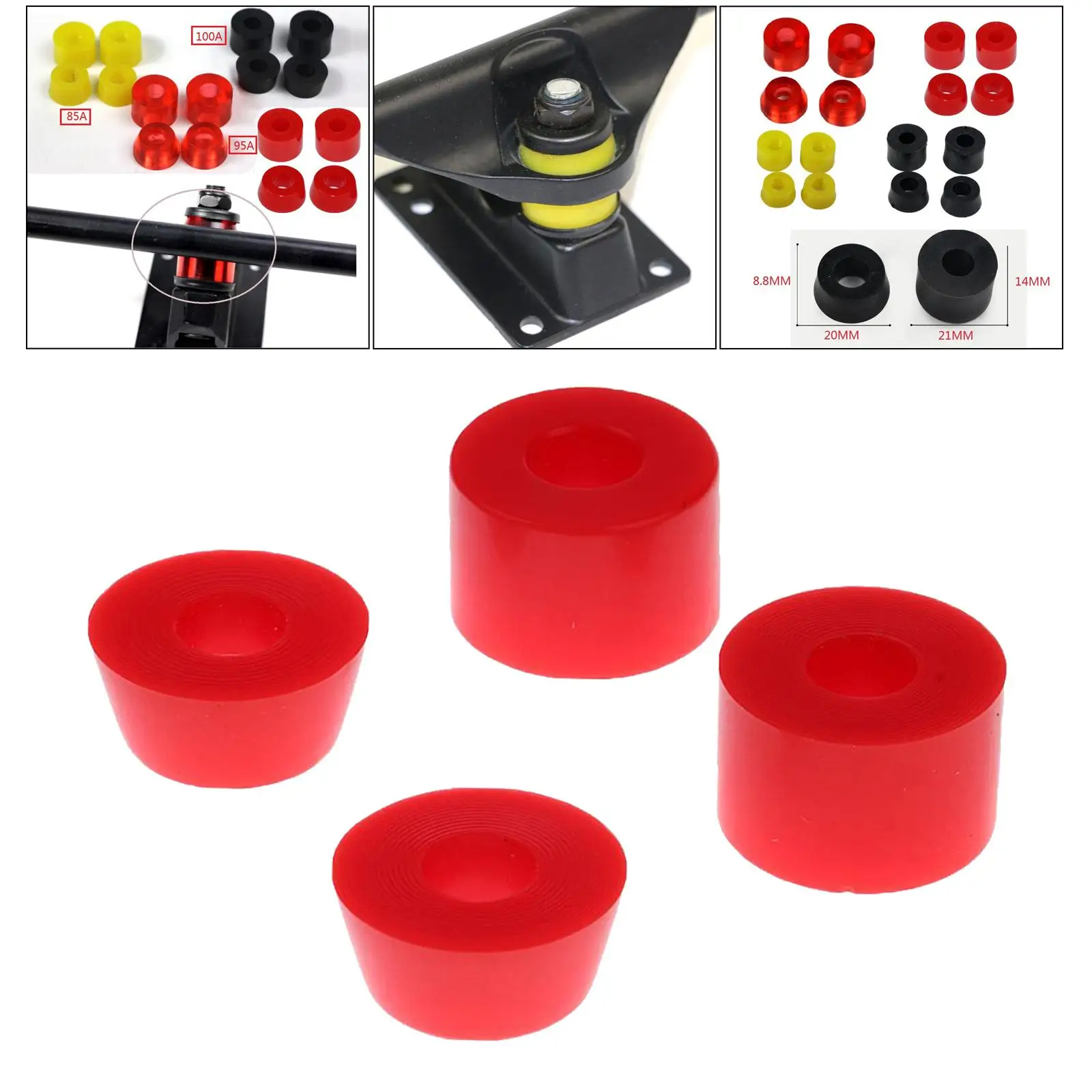 Durable Skateboard Truck Rebuild Kit Fish Plate Compatible PU Shock Pads and Bushings for Freestyle Skating view 4