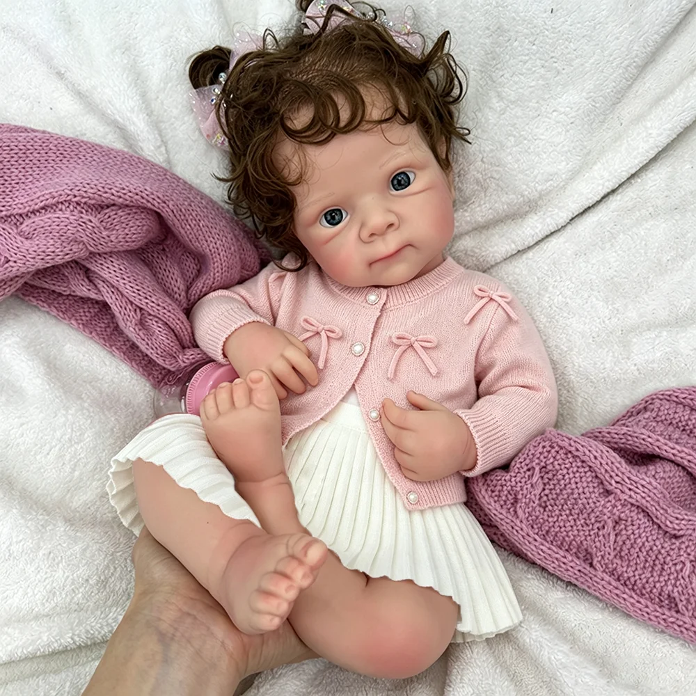 Betty 20 Inch Hand-Painted Washable Hair Rooted Silicone Reborn Doll Chubby Lifelike Open Mouth Rebirth Doll Newborn Art Gift