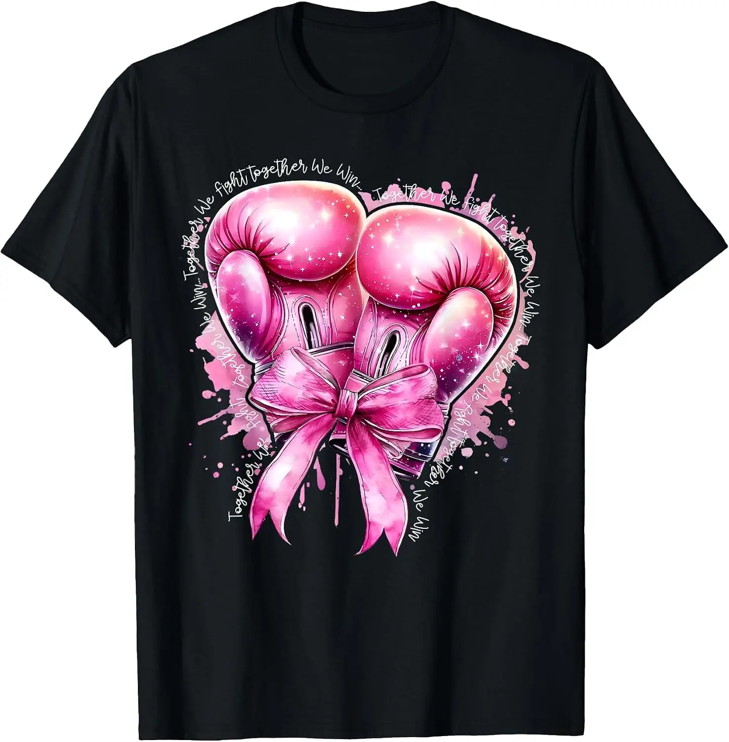 Together We Fight Pink Boxing Gloves Breast Cancer Awareness T-Shirt