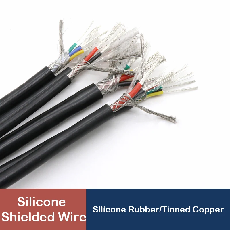 

1M Sq 0.3~2.5mm Silicone Rubber Shielded Cable 2 3 4 6 Core Insulated Flexible Copper High Temperature Wire