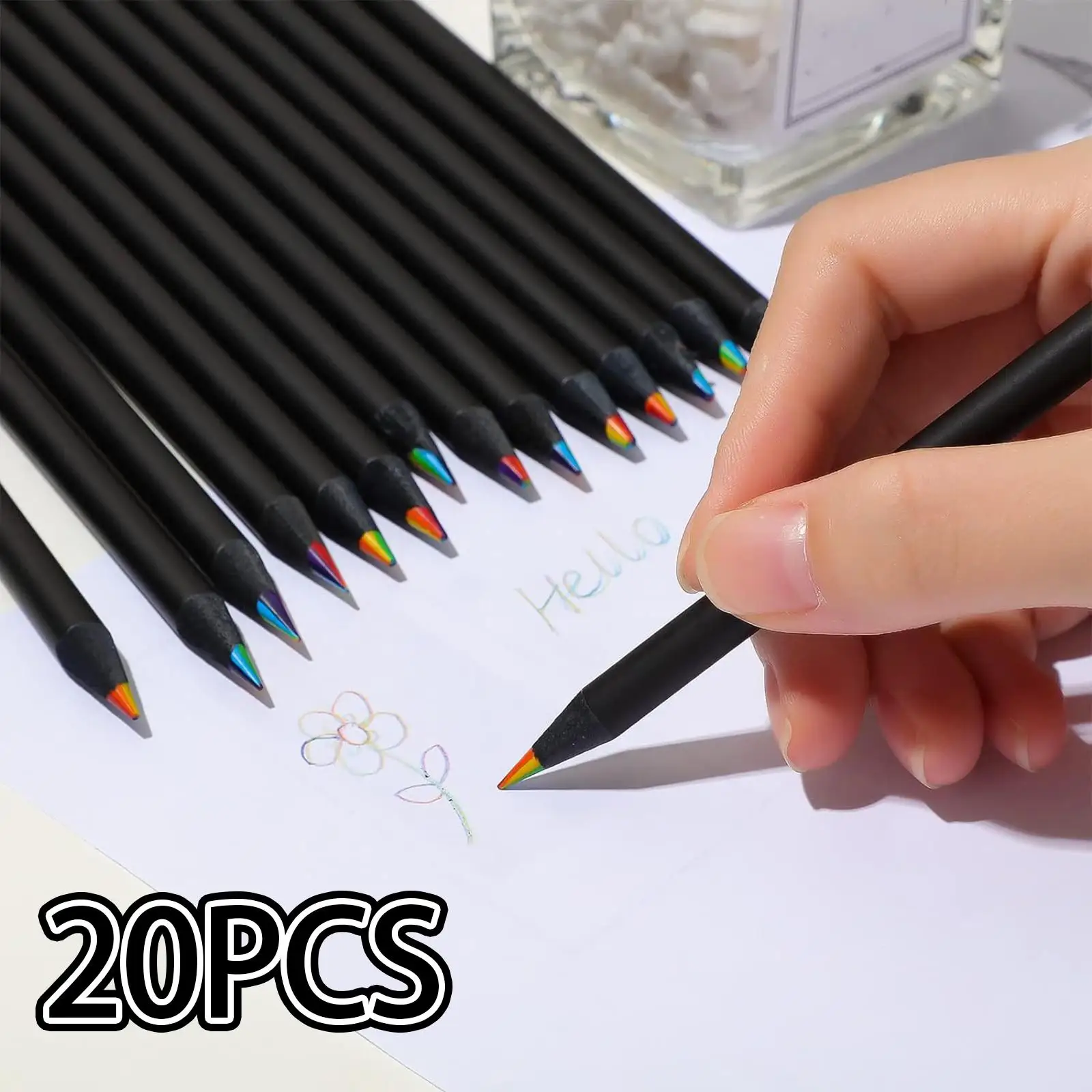 20Pcs Rainbow Colored Pencils Party Favor Painting Gift Tool Multicolored Pencil for Kids Adults Office Classroom Beginner Home