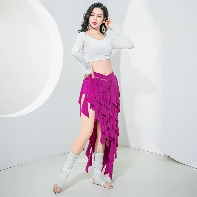 

Customized Belly Dance Costumes Set 2025 New Long Sleeved Dynamic Tassel Skirt Group Practice Outfit Top Skirt Socks