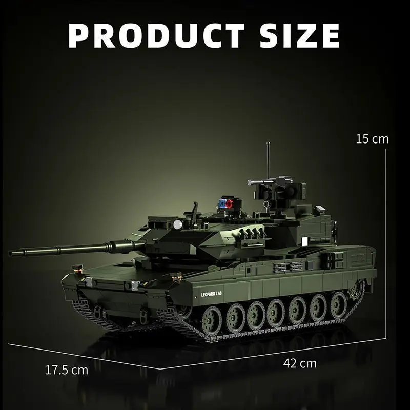 12GO New Model 96012 Modern Tank Leopard 2A8 Main Battle Tank Puzzle Building Set for Children and Military Toys
