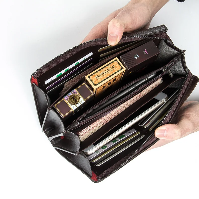Baellerry Premium Men's Business Handbag Clip Large Capacity Zipper Wallet Card Holder Mobile Phone Grab Bag
