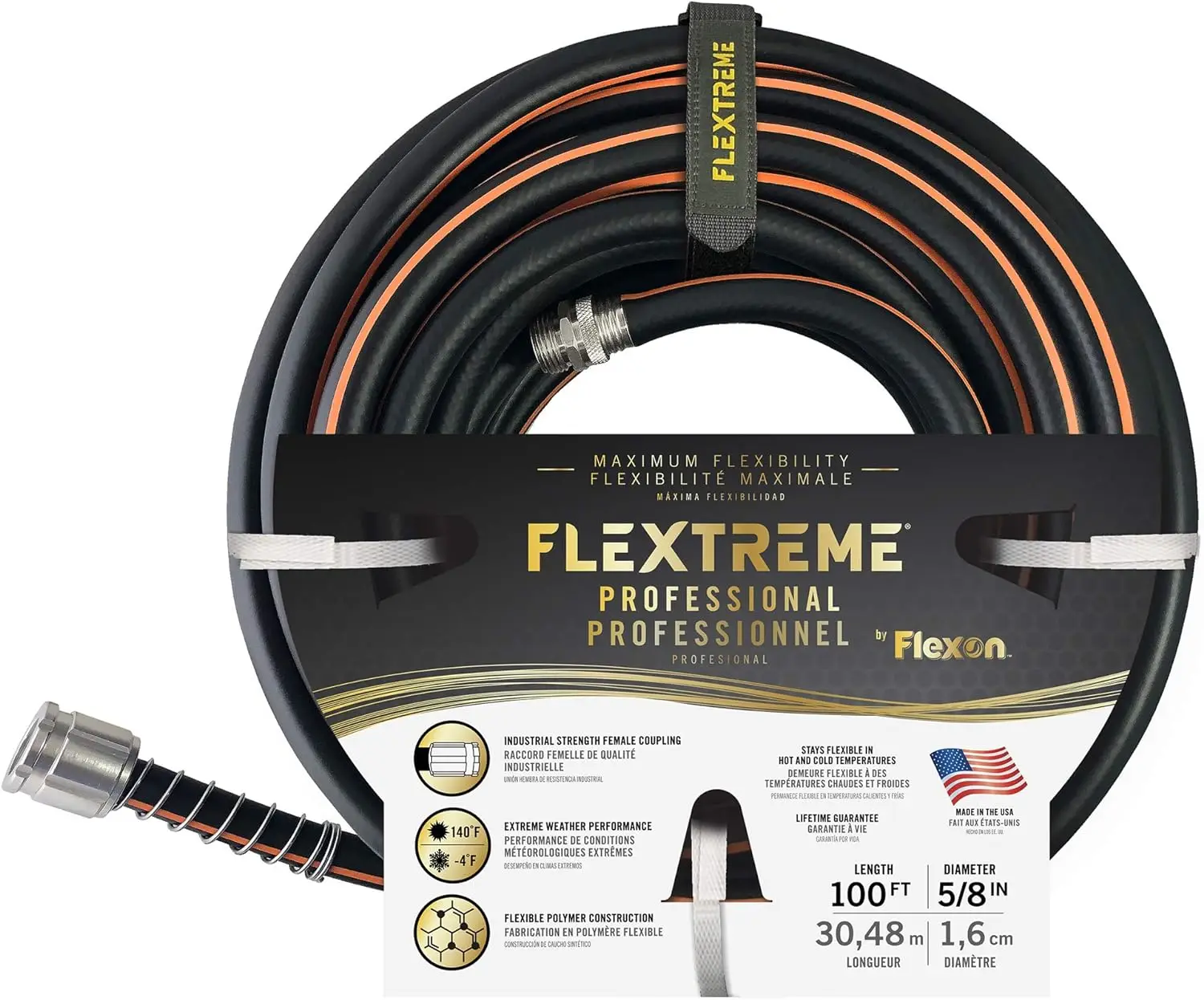 Imagem -05 - Mangueira de Jardim Flexível Pro Performance Preto Novo Wflxp58100cn 100 Pés