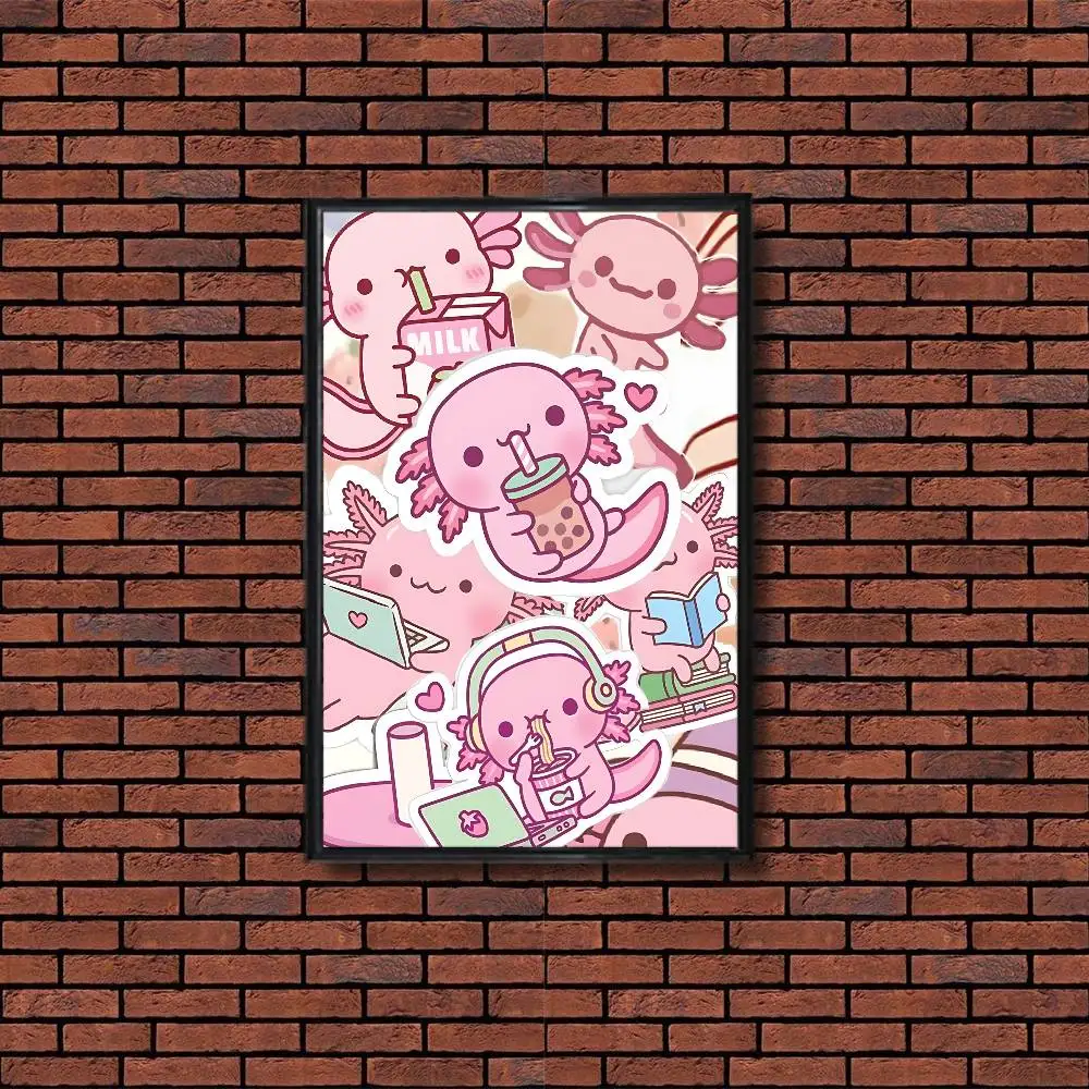 Cartoon cute pink Axolotl Wall Art Anime Canvas Painting Poster For Living Room Decoration Picture Home Decor