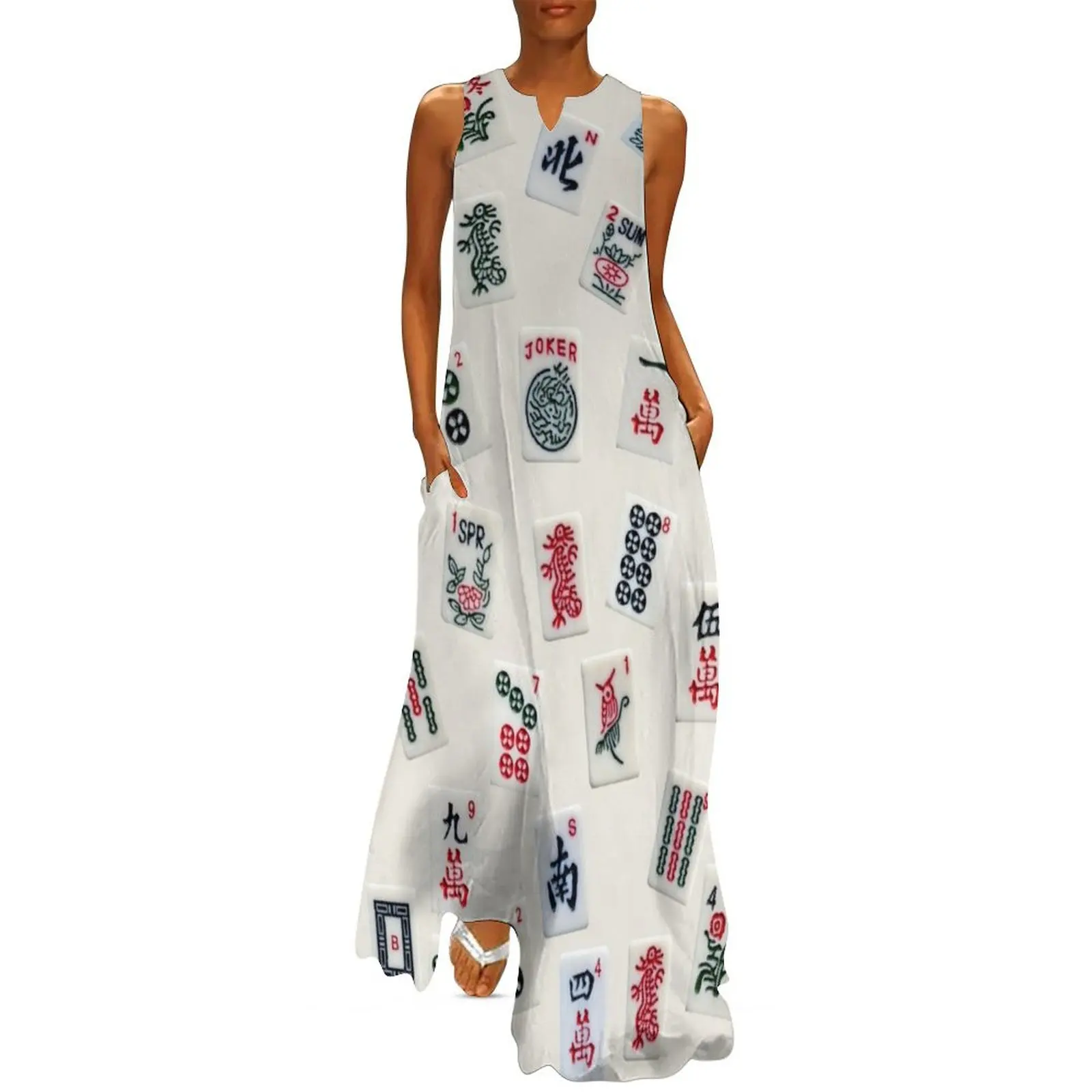 

Mahjong game tiles design Long Dress evening dresses women Female clothing elegant dress Dress